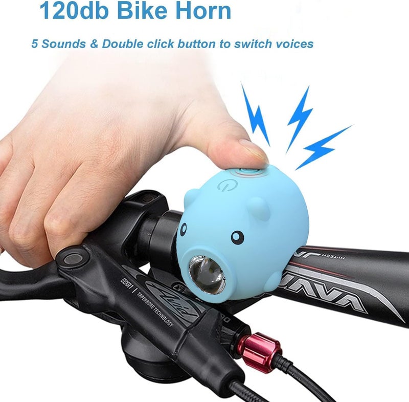AaiLucky Kids Bike Lights for Night Riding, Girls Bike Horn and Light 2 in 1, Rechargeable Bike Scooter Headlight and Tail Light Set for Boys Adults, 3 Lighting Mode, Cute Bicycle Accessories - Image 4